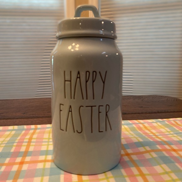 Rae Dunn Tall Blue Ceramic Happy Easter Canister Removable Lid, Easter Decor - Picture 5 of 16